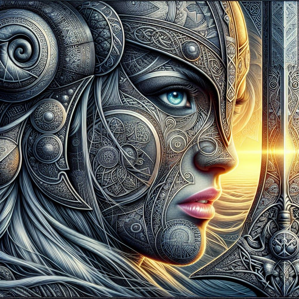 Viking Shieldmaiden Masterpiece in Sacred Geometry