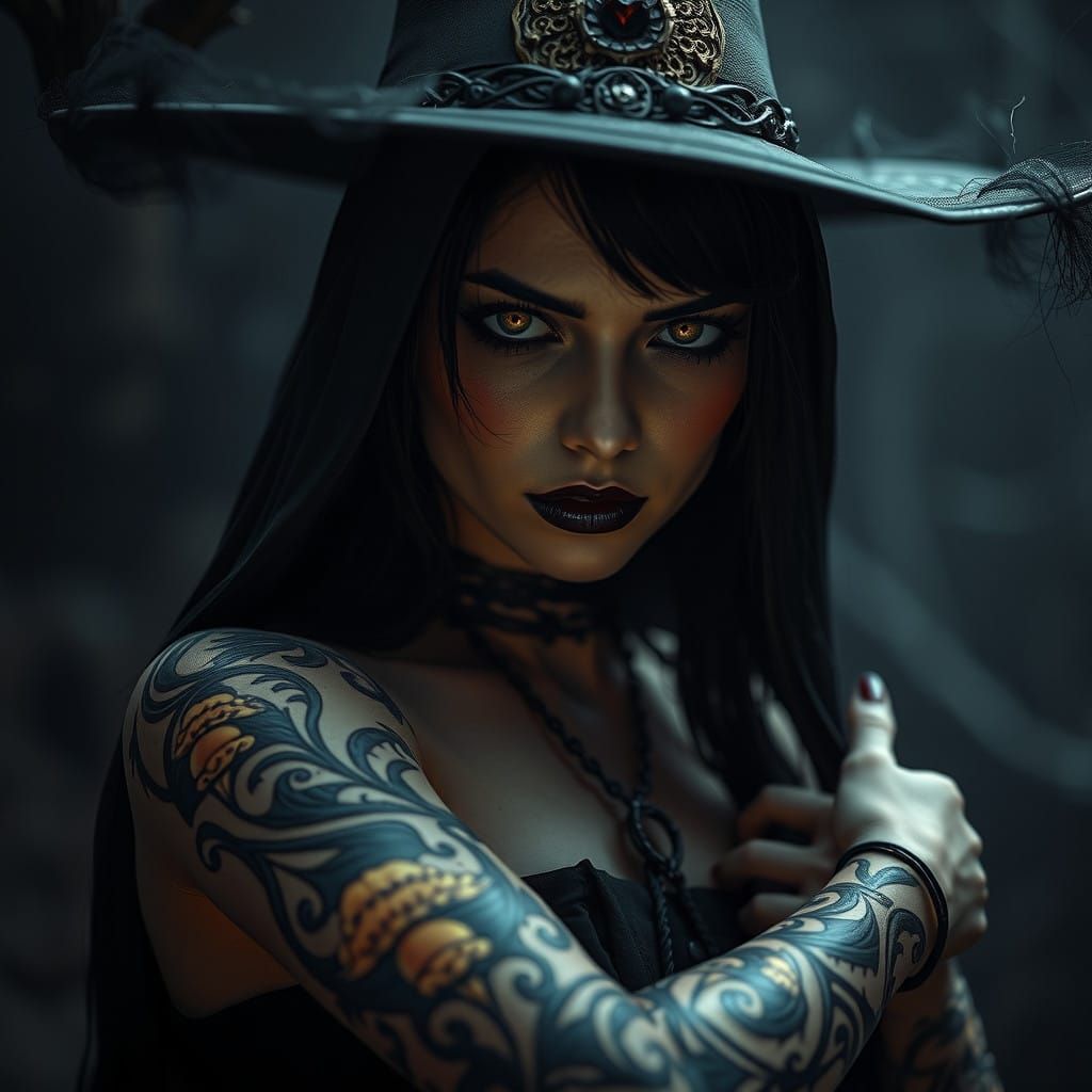 Gothic Witch in Dark Fantasy Realm
