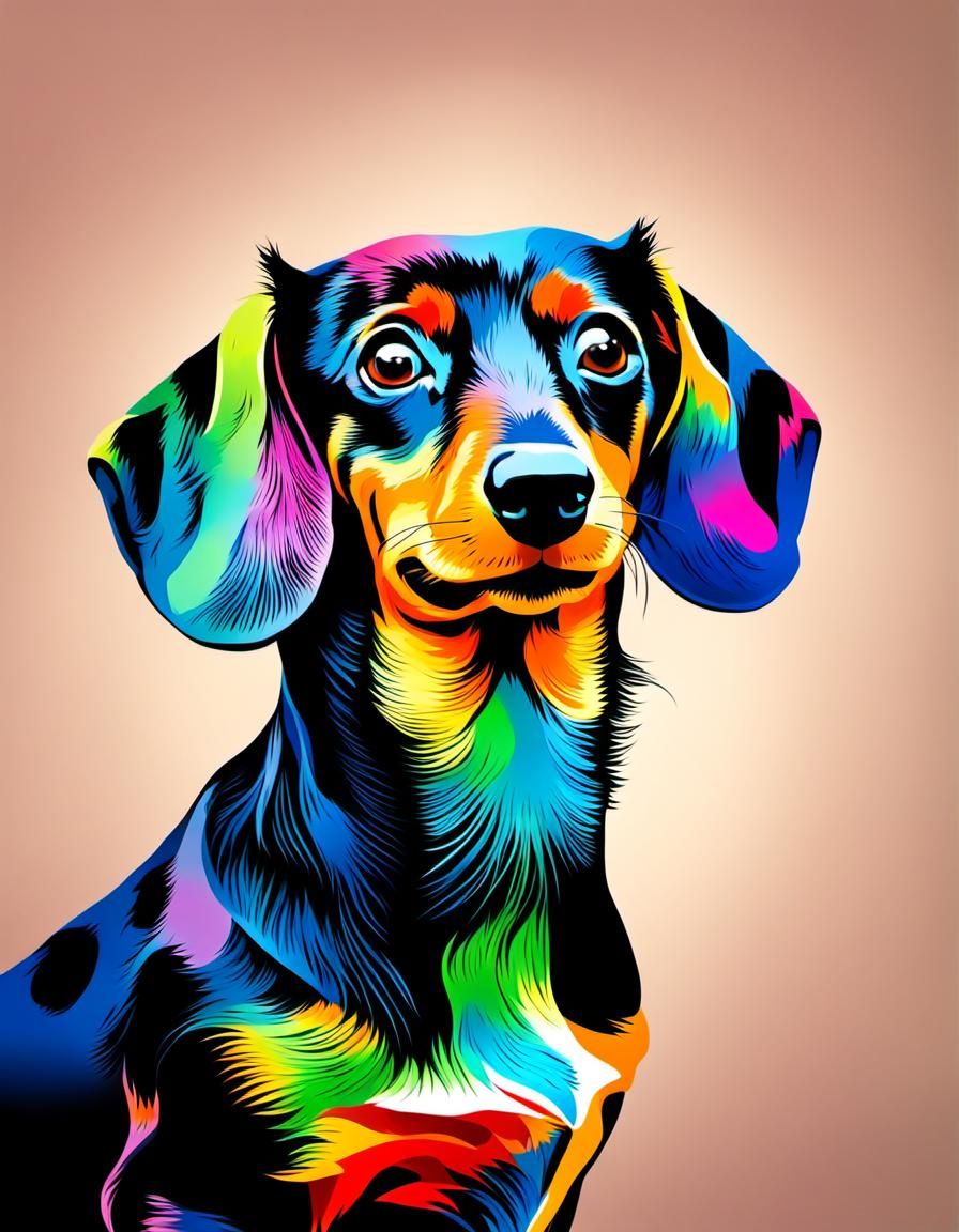 Miniature Dachshund with Vibrant Background