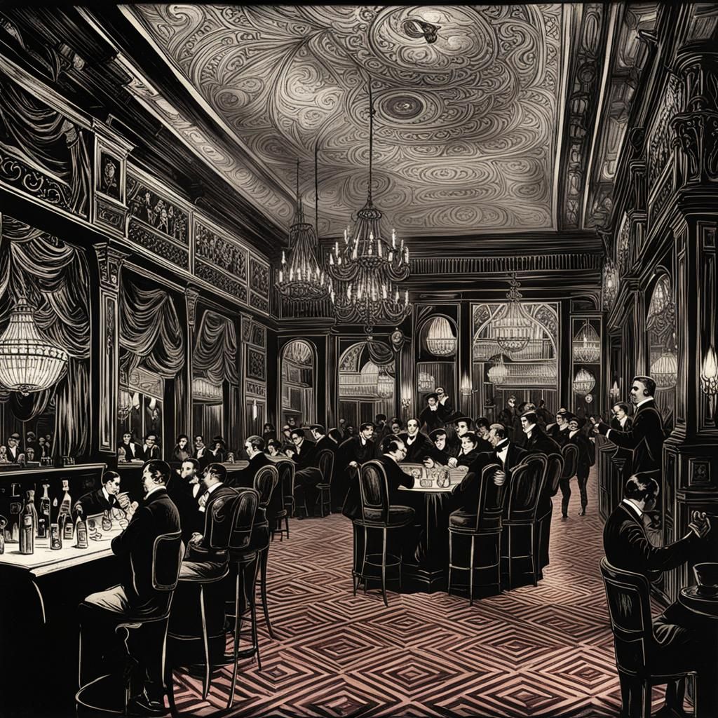Victorian Nightclub Scene: Digital Art