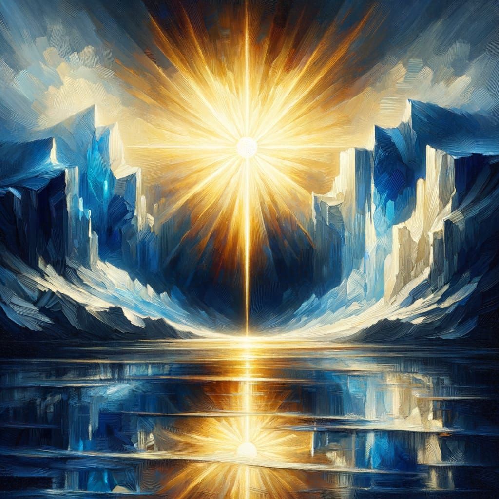 Melting Glacier: Symbolist Sunbeam Oil Painting