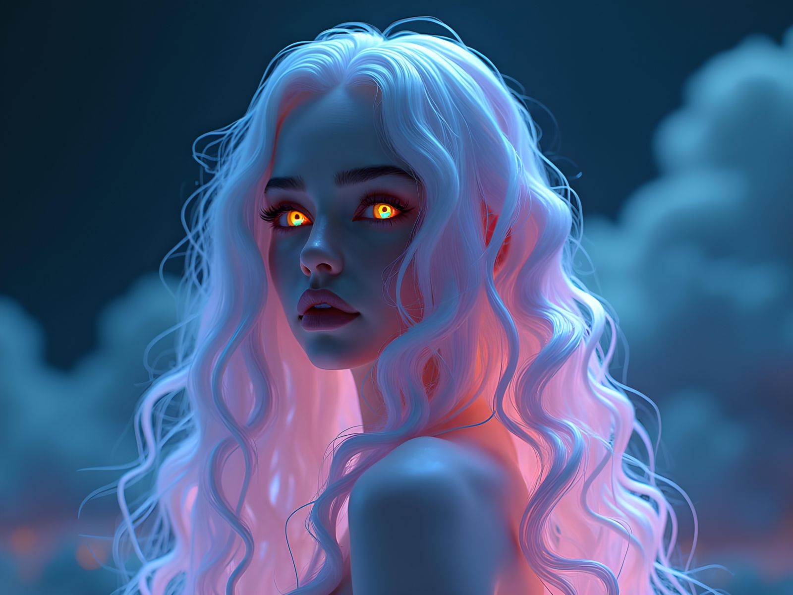 Apocalyptic Night: A Woman's Beauty in 3D Render