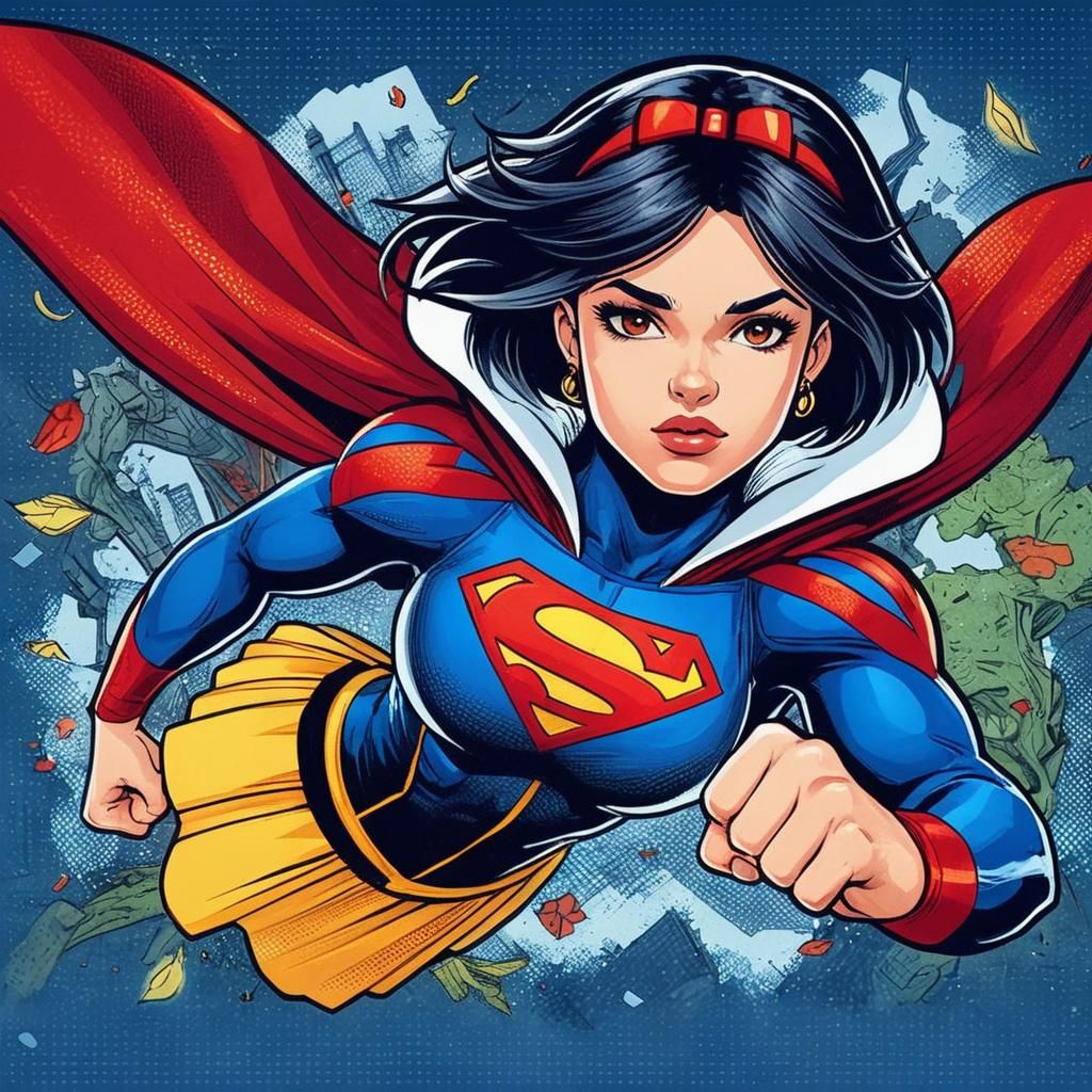 Superhero in Metropolis Sunset, Comic Book Art