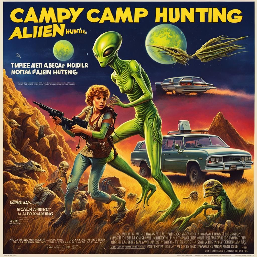Campy Alien Hunting Movie Poster