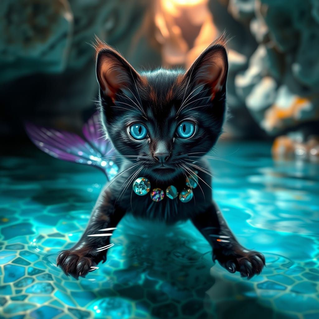 Magical Mermaid Kitten in Iridescent Splendor