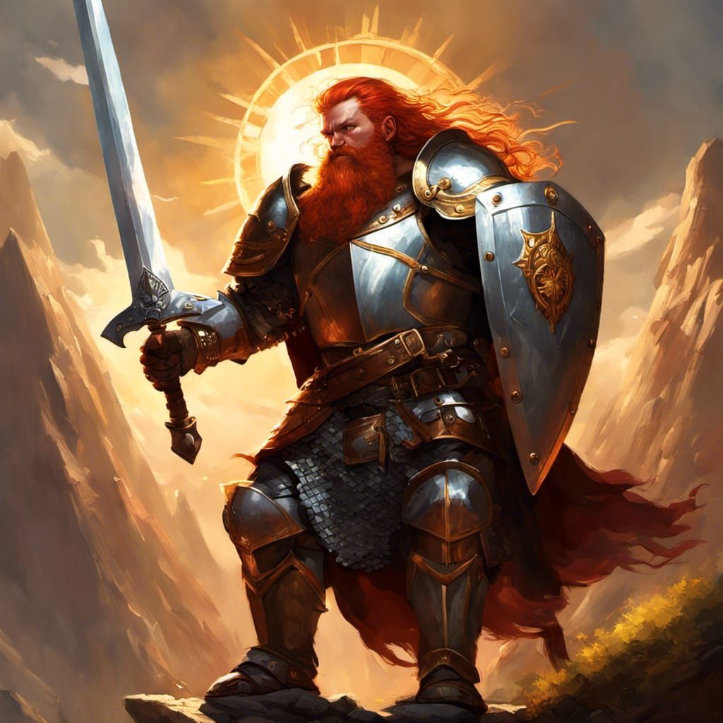 A holy dwarf paladin