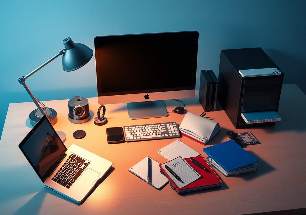 Modern Office Tech Still Life as Digital Art