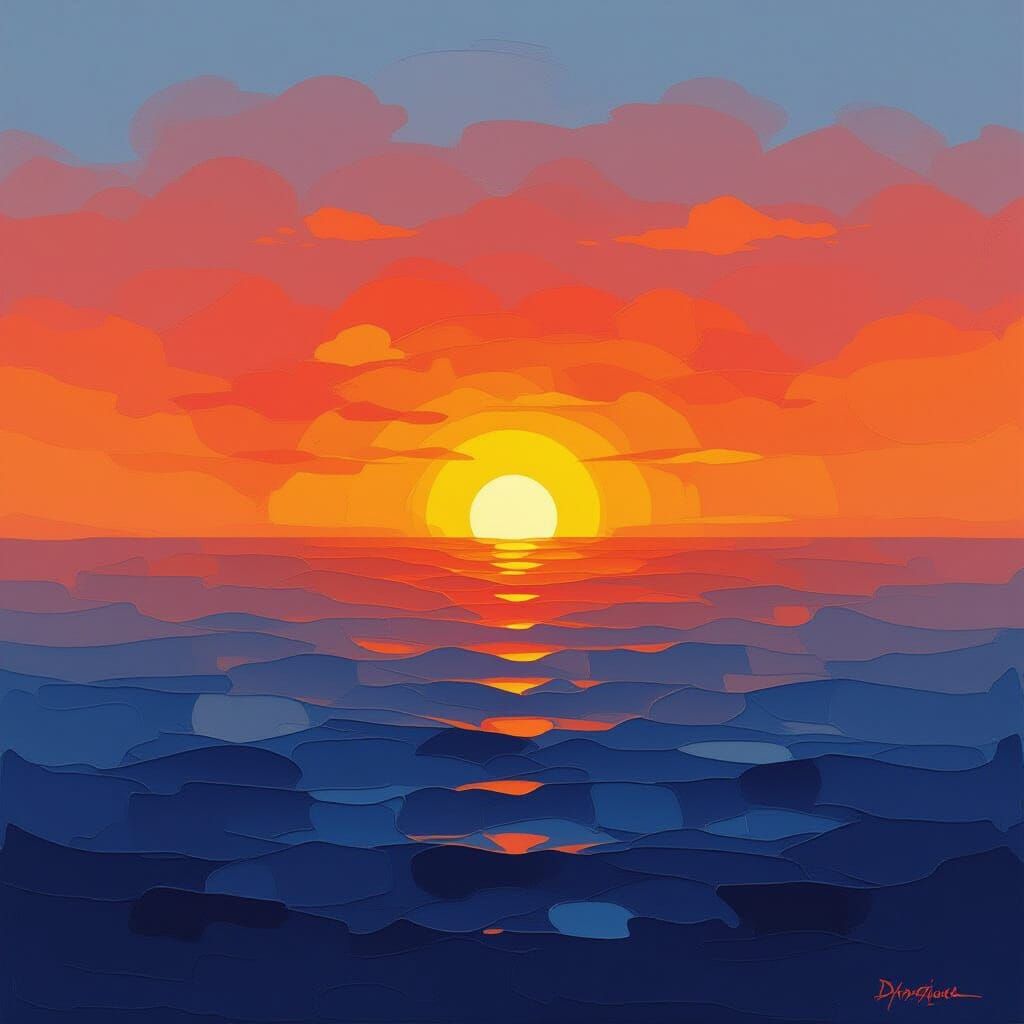Vibrant Sunset with Warm Orange and Cool Blue Hues