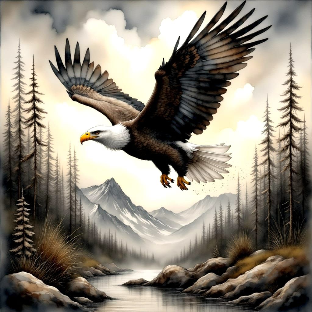 AI ART Bald eagle