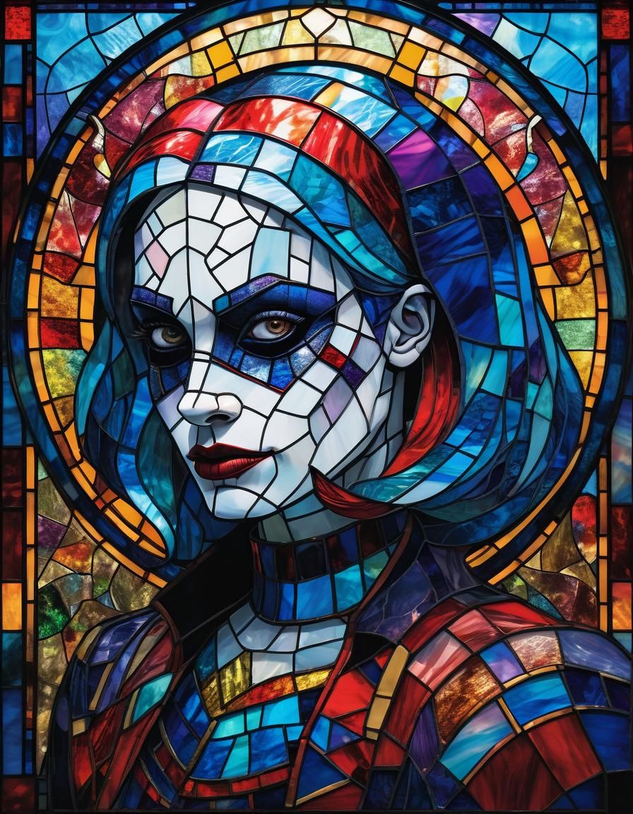 Harley Quinn stained glass
