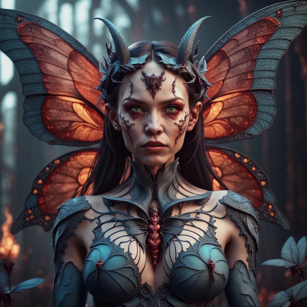 Demonic Butterfly Hybrid in Detailed Matte Painting