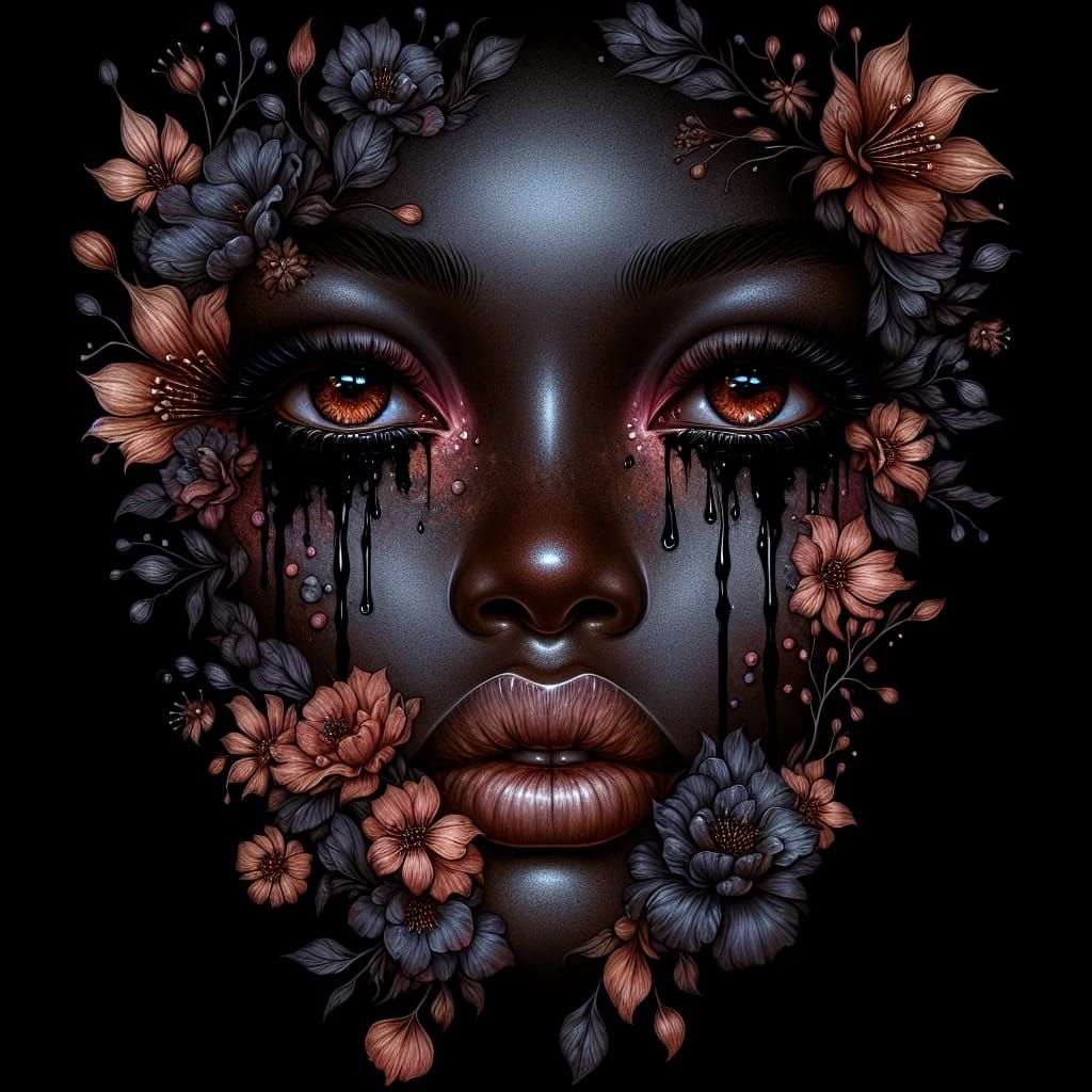 Native American Woman with Tears: Fantasy Concept Art