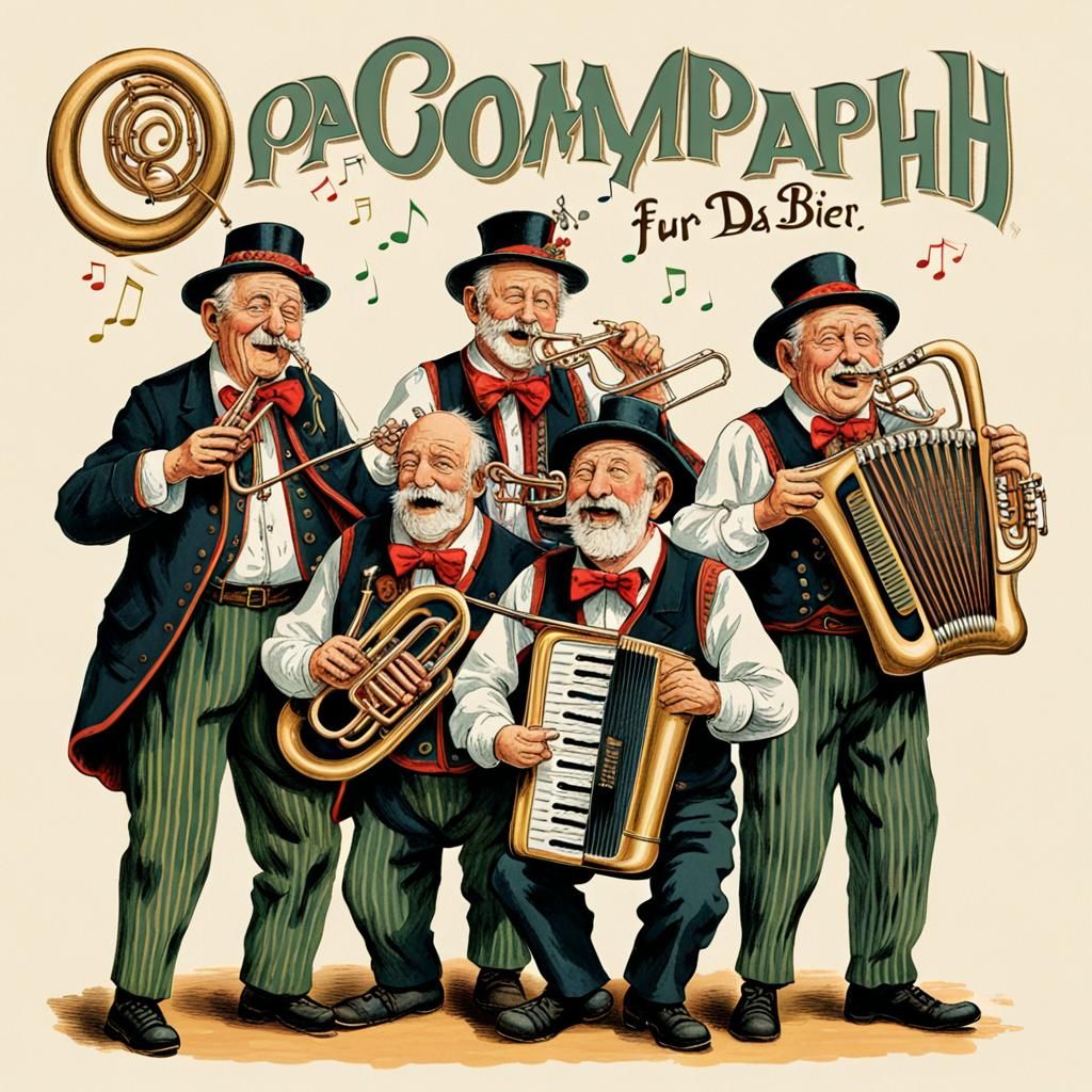 Oktoberfest Quartet Album Cover in Retro Comic Style