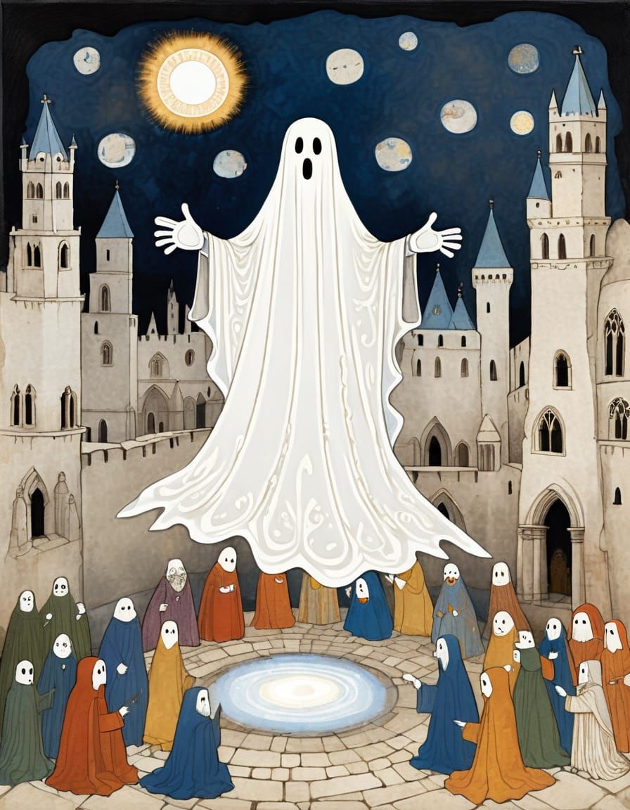 Medieval Angel Descends Amidst Awe-Struck Crowd