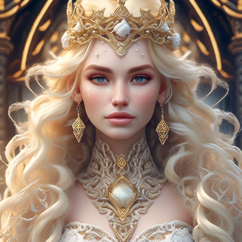 Warrior Queen Riding Winged Wolf in Dreamscape Style