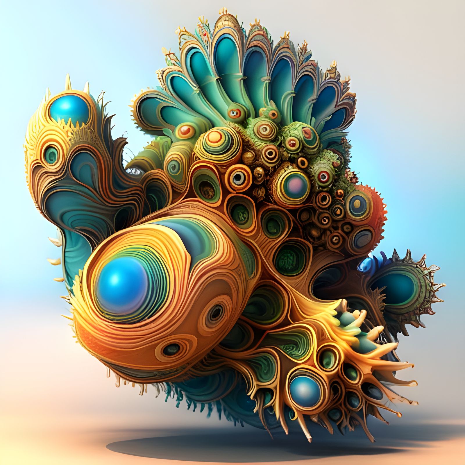 Iridescent Nova Fractals as 3D Digital Sculpture