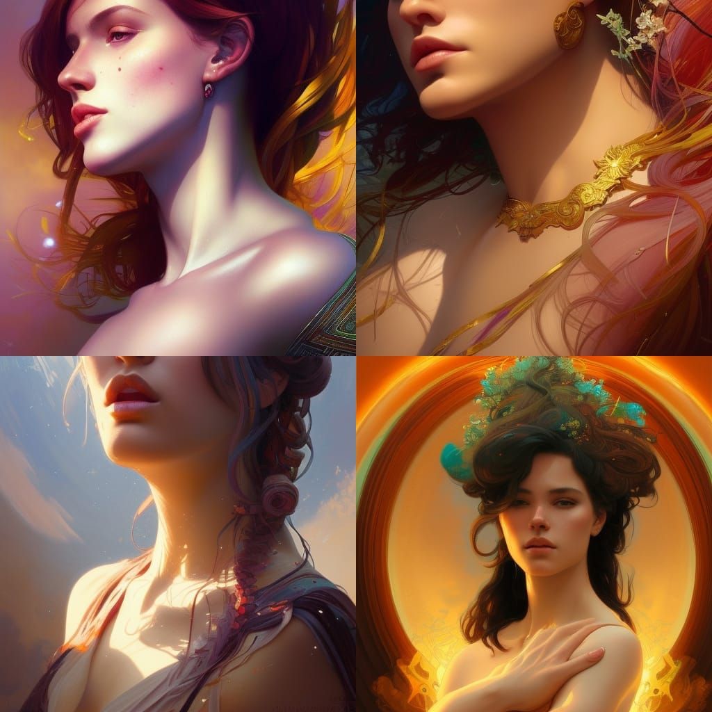 Beautiful Goddess Portrait in Art Nouveau Style