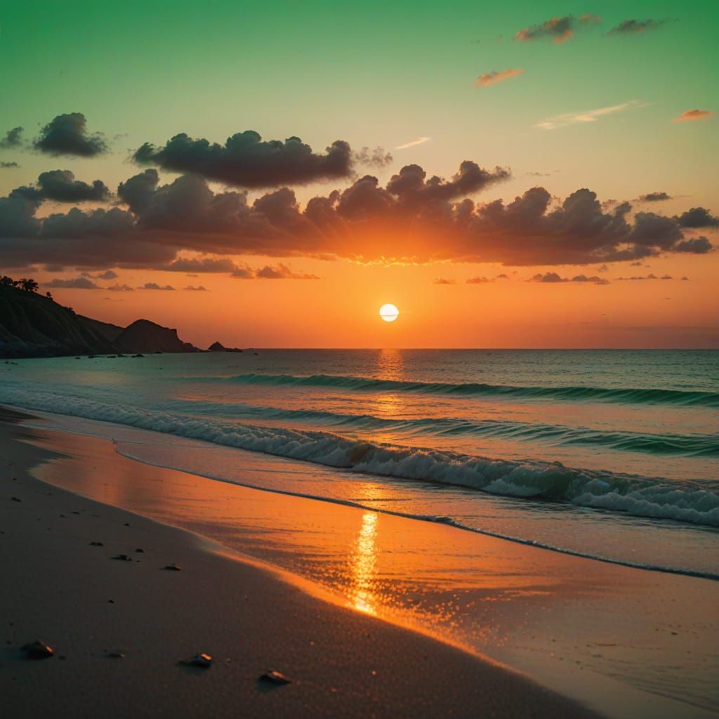 Neon Sunrise at the Beach with Cinematic Lighting