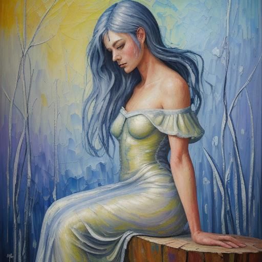 Damsel and Grey: Neo-Impressionist Expressionist Oil Paintin...