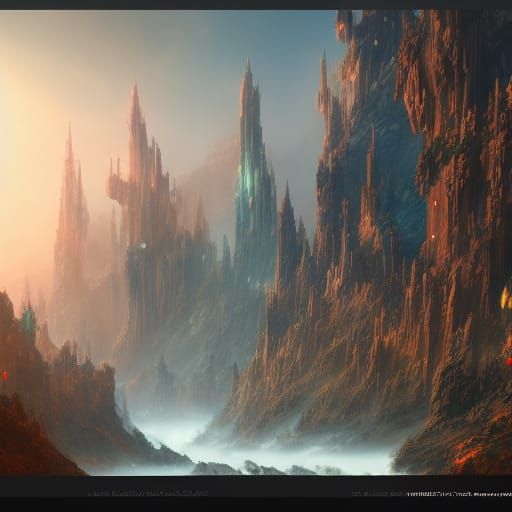 Fantastical Detailed Matte Painting in Deep Color