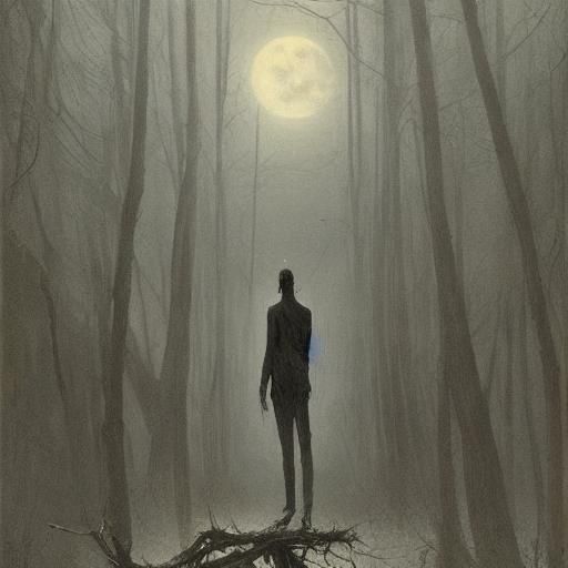 Terrifying Faceless Figure in a Dark Fantasy Landscape