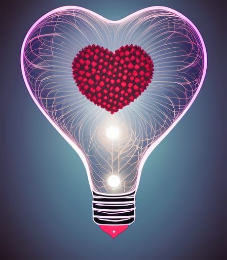 Realistic Glowing Heart Bulb in 64K