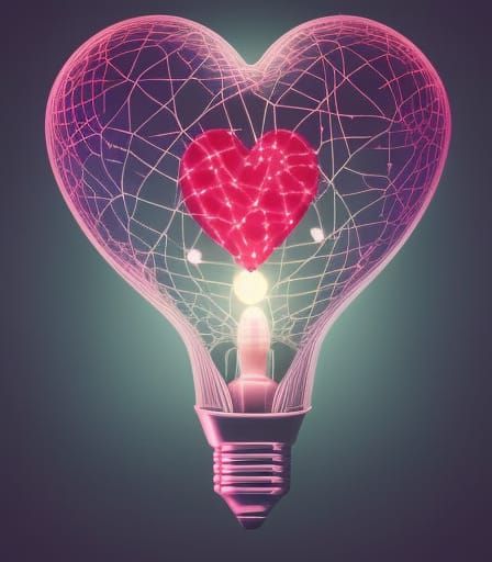 Vibrant Realistic Heart Bulb with Glowing Details