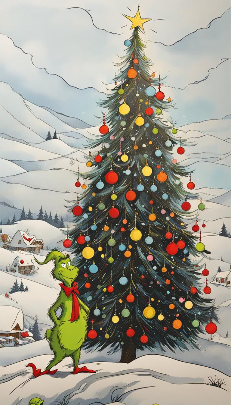 The Grinch and Max in Dr. Seuss Style