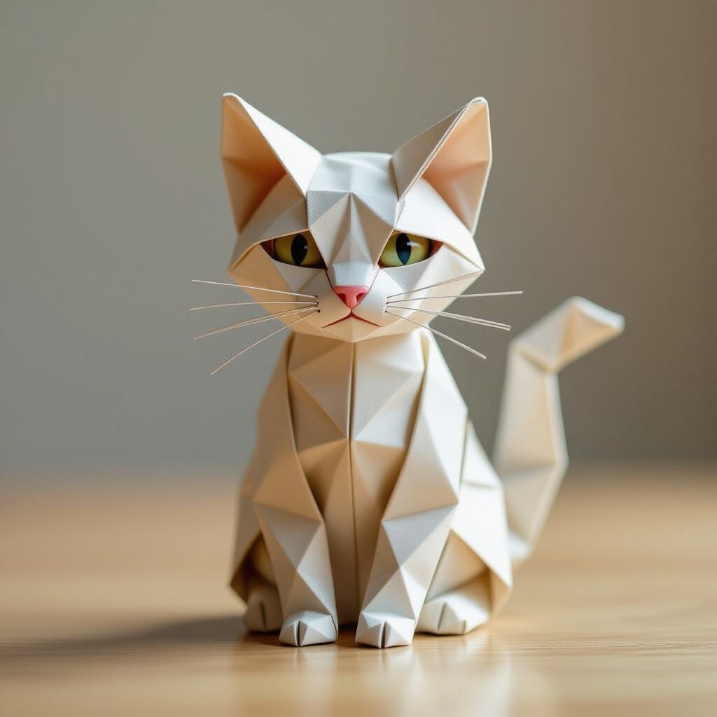 Origami Cat Papercraft in 8K Resolution