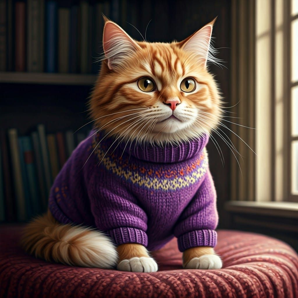 Whimsical Feline in Cozy Wonderland