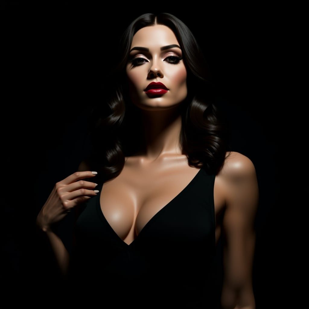 Elegant Woman in Vintage Atompunk Gown