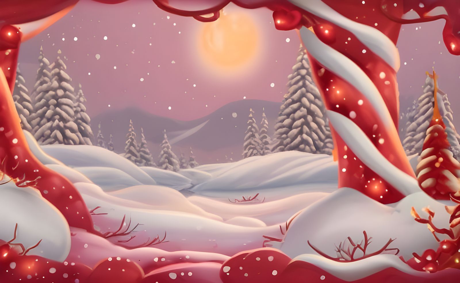 Magical Candy Cane Cave with Luminous Crystal Sparkles