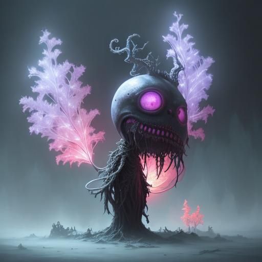 Alien Shopkeeper in Bioluminescent Plant Shop