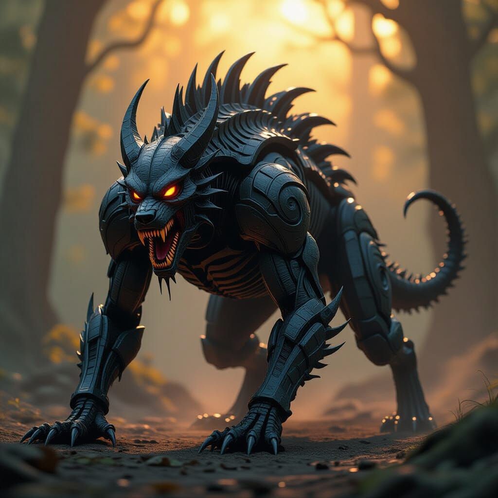 Biomechanical Demon Dog for D&D, Giger Aesthetic