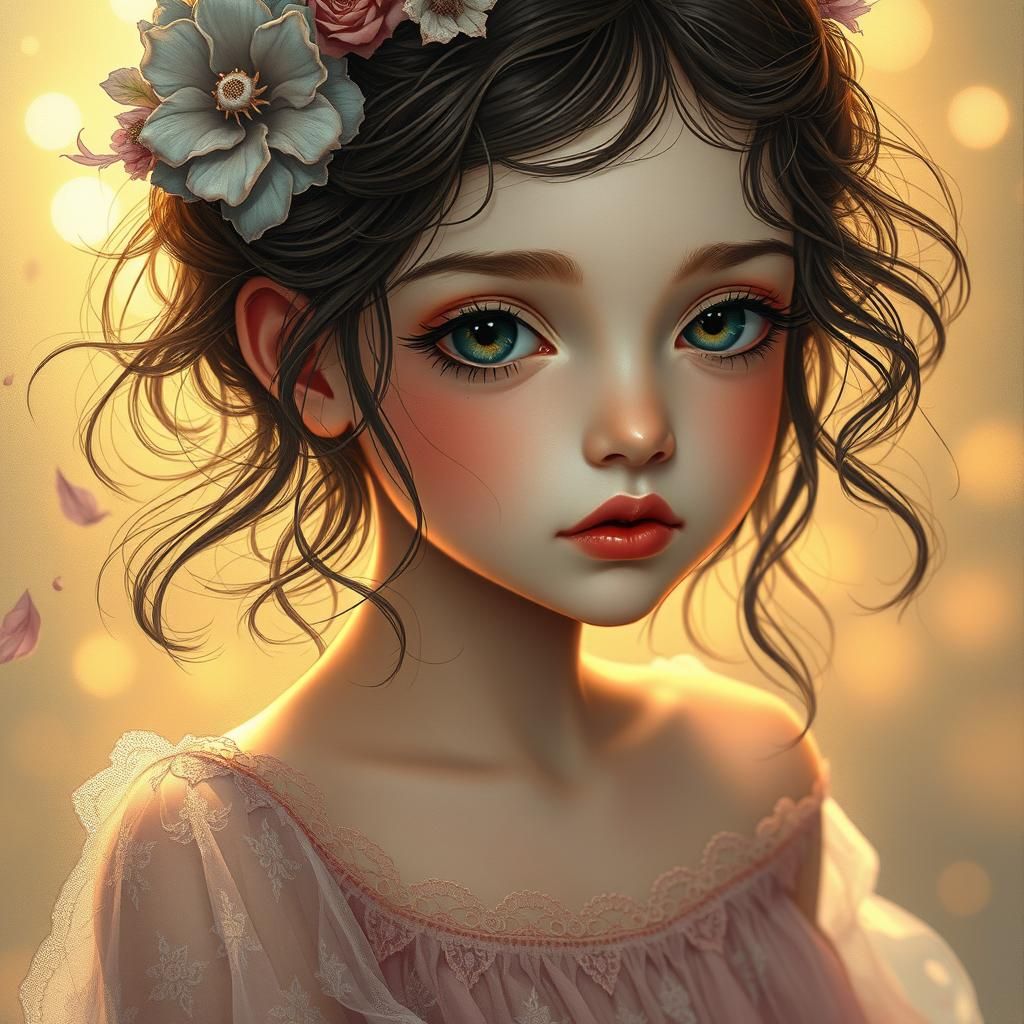 Ethereal Girl in Dreamy, Intricate Style
