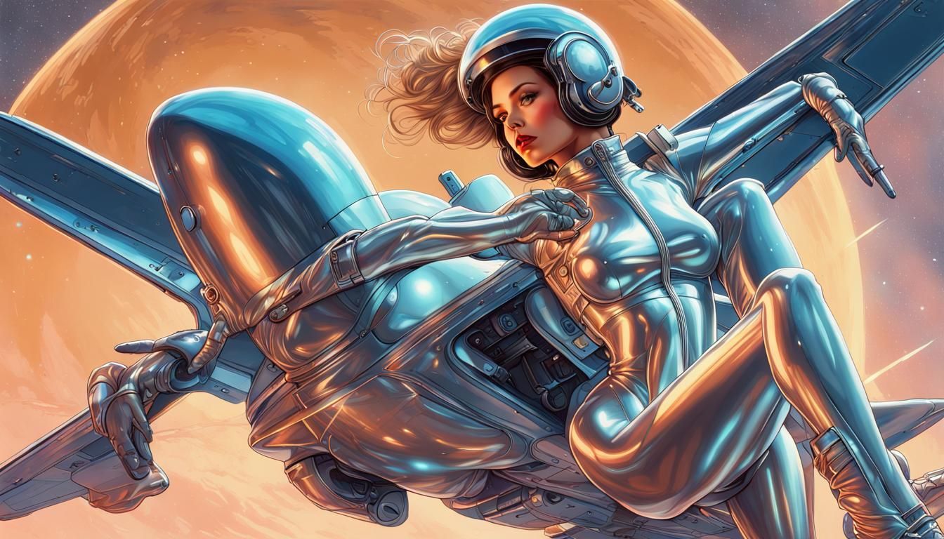 Cyberpunk Space Rider in 80s Sci-Fi Style