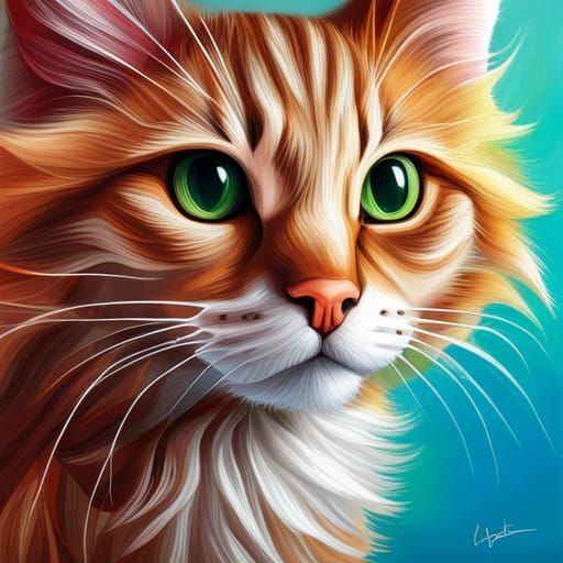 Hyperrealistic Cat Portrait on Art Canvas