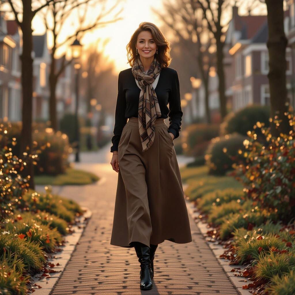Dutch Woman with Paris Scarf, Confident Smile