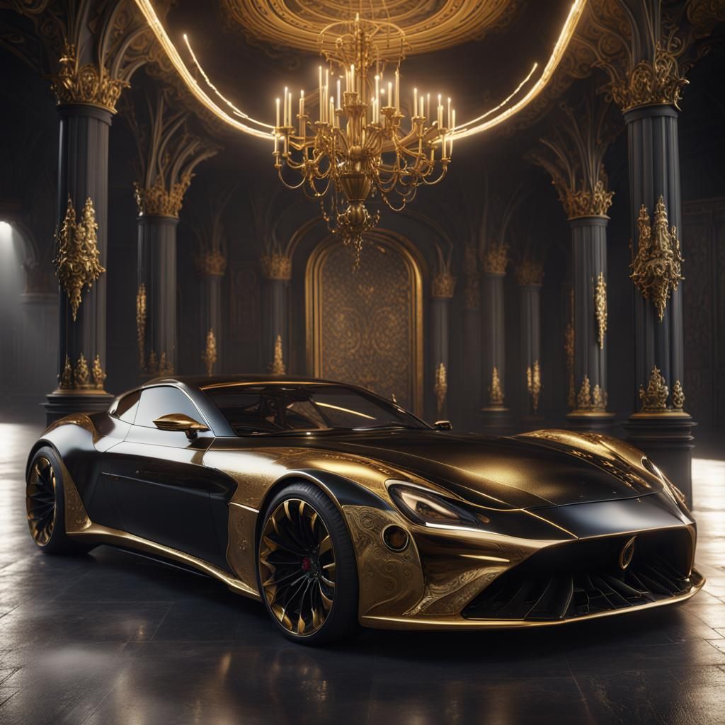 Futuristic Black and Gold Luxury Car Concept