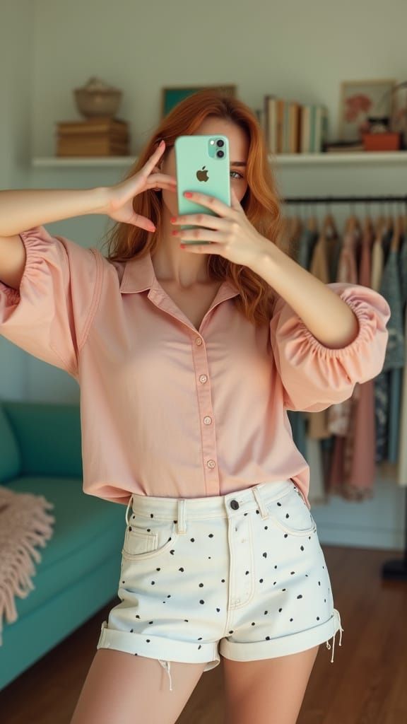 Pastel Fashion Selfie with Vibrant Personality