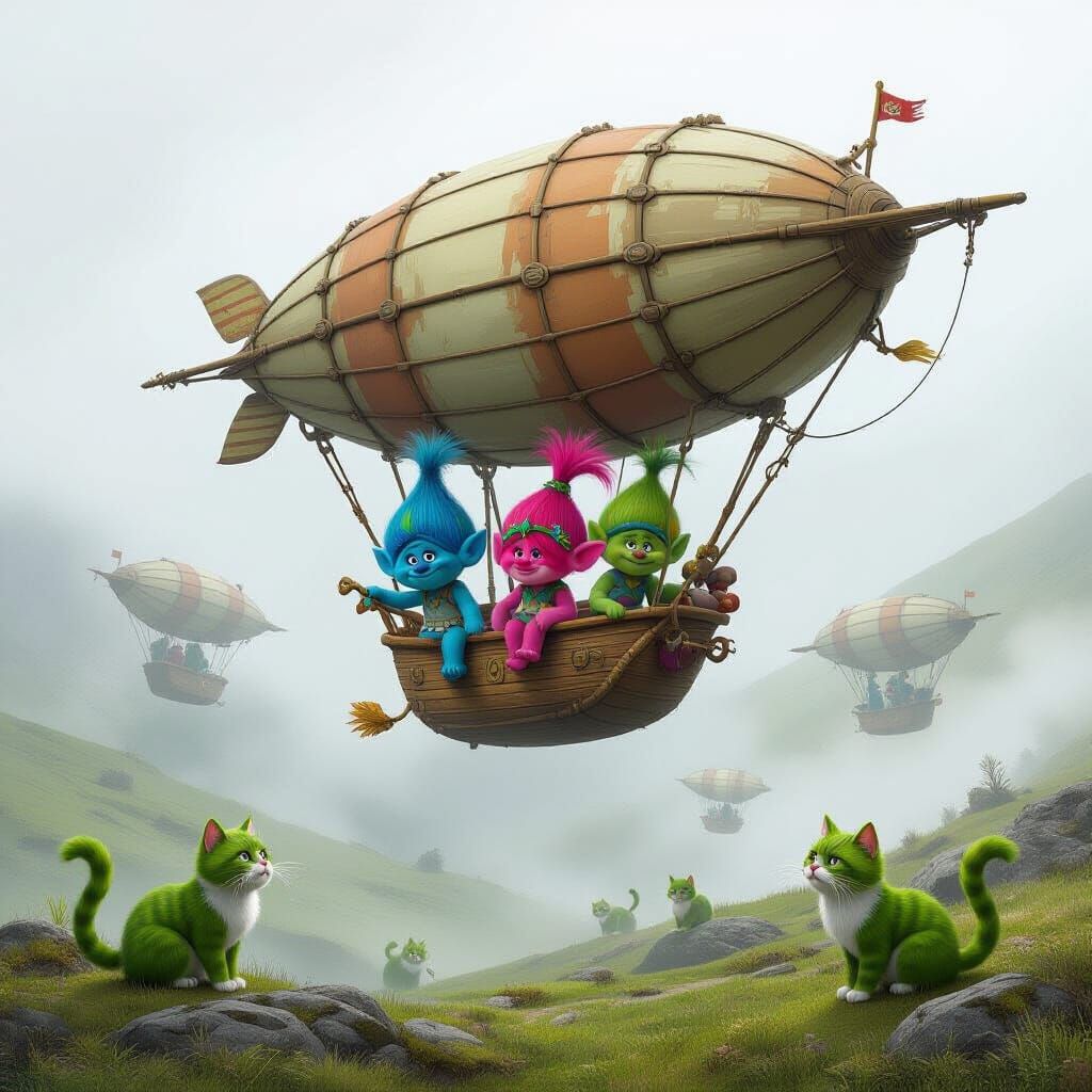 Trolls in Misty Airships with Moor Cats