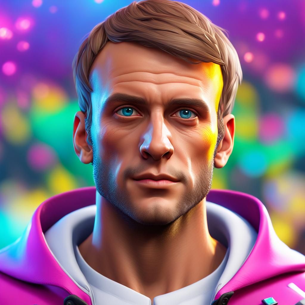 Macron as Fortnite Player in Hyperrealistic 8k Portrait