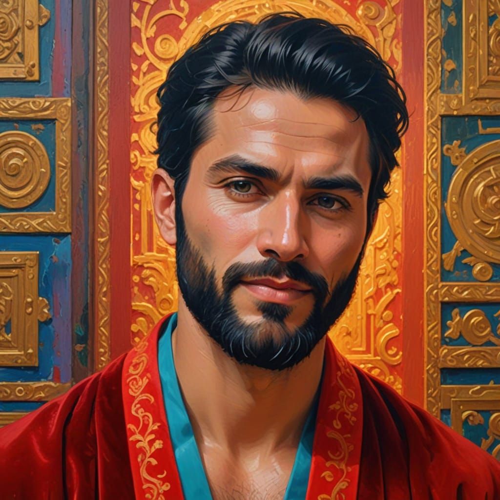 Ethereal Bearded Gentleman in Velvet Robe