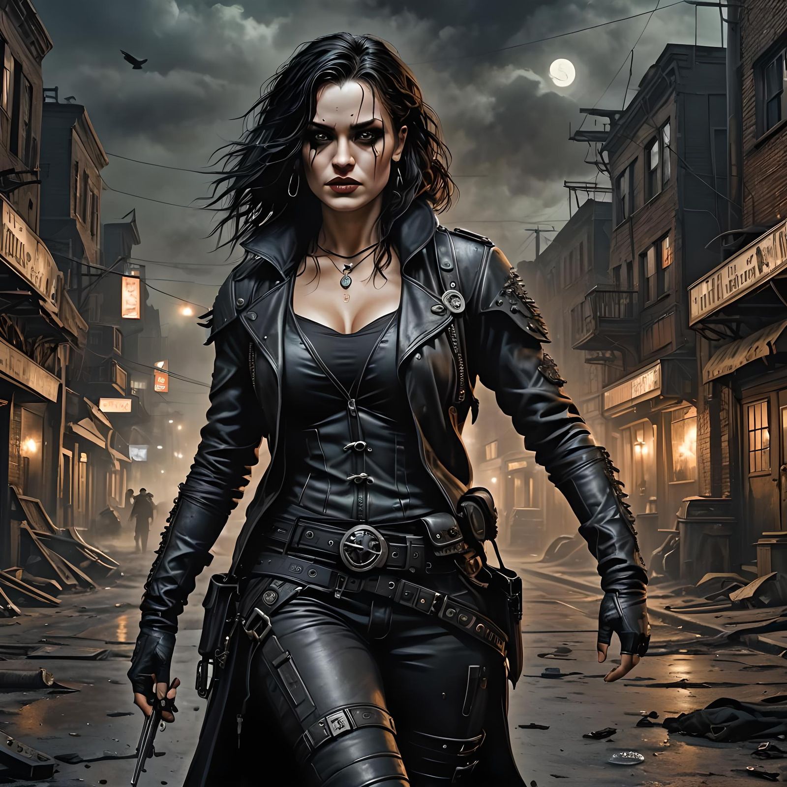 Post-Apocalyptic Crow Woman in Dieselpunk Style