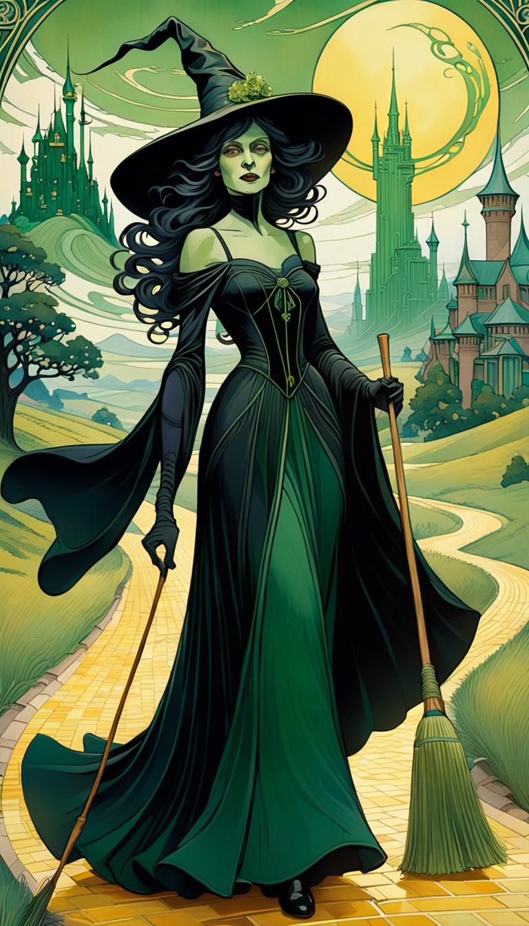 Glamorous Wicked Witch of the West in Art Nouveau Style
