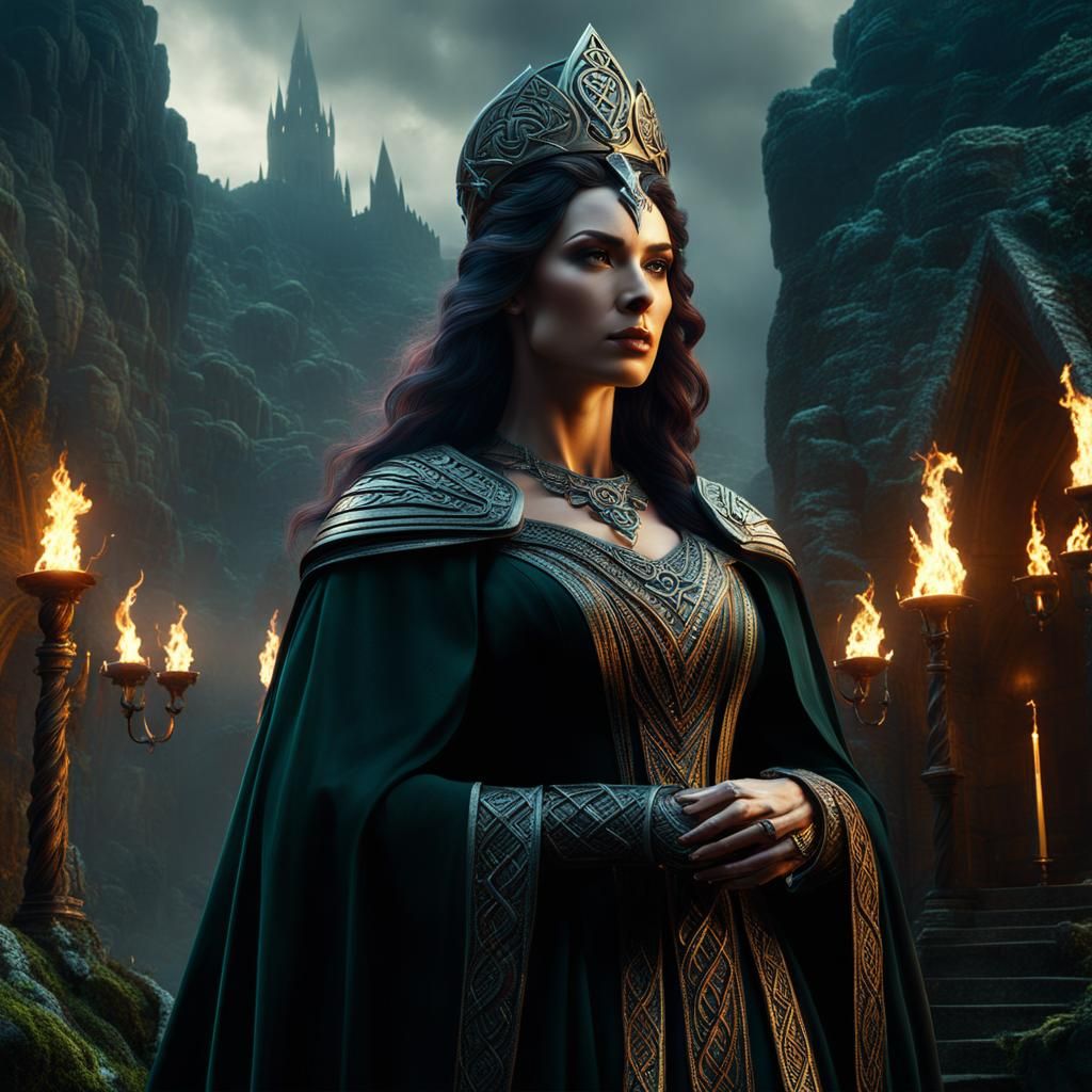 Epic Celtic Witch Queen Digital Matte Painting