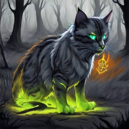 Epic Fantasy Battle with Warrior Cats in a Dark Mystical For...