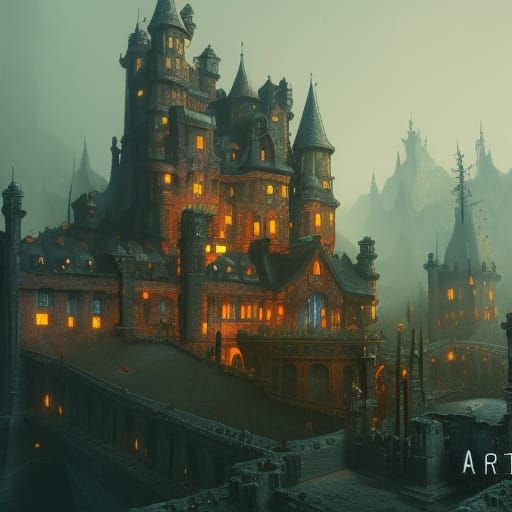 Fantastical Horror Castle Concept Art in 8k