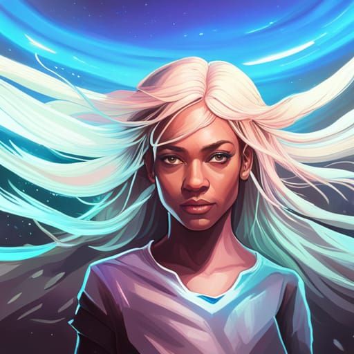 Futuristic Space Cowgirl Portrait in Art Nouveau Style