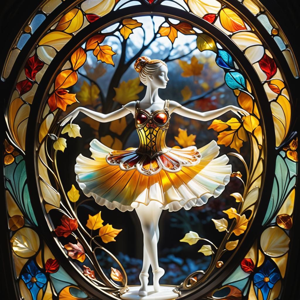 Marble Glass Ballerina in Art Nouveau Style